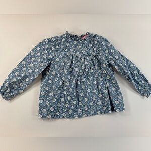 Bisby - Girls Blue Floral 3/4 Sleeve Blouse - Size 6